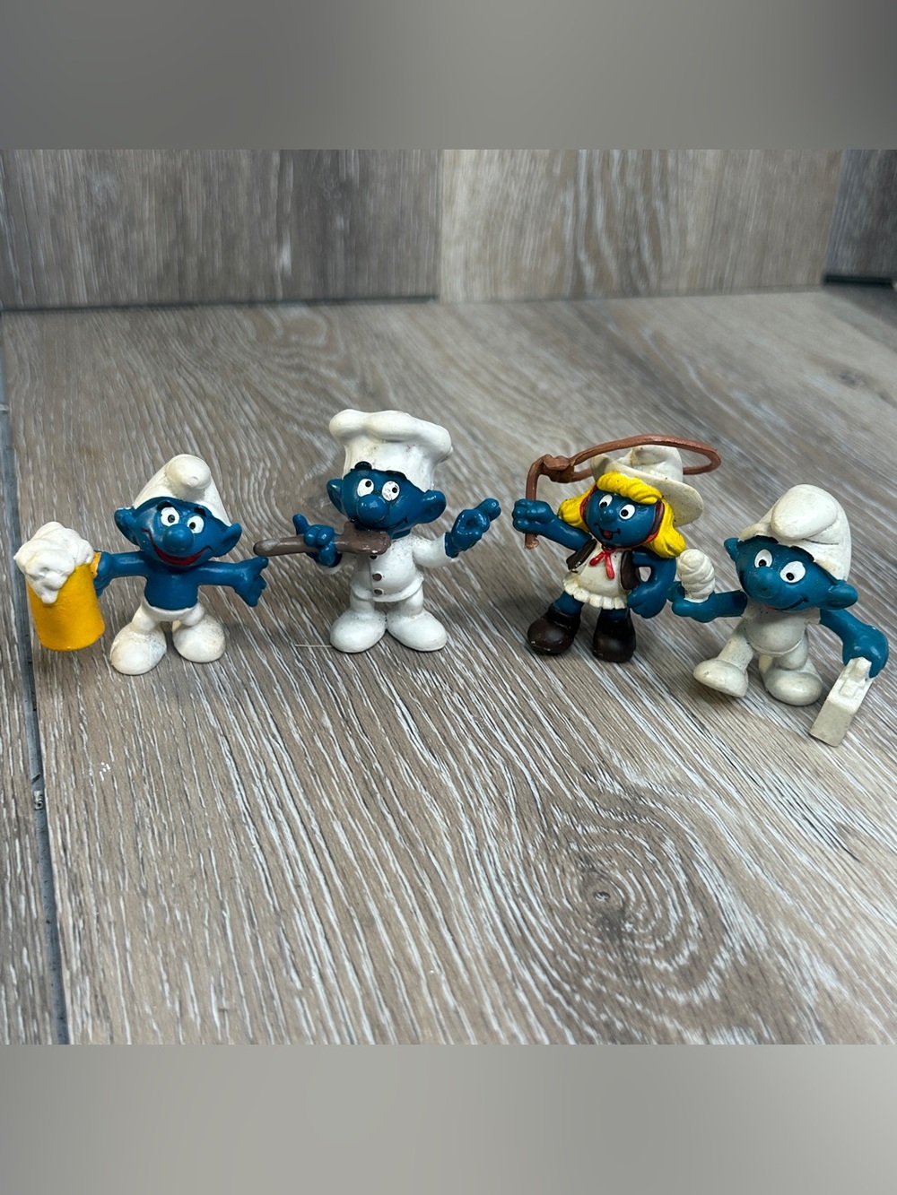 Vintage Smurfs Figure Lot 1970-80s Schleich Peyo Bully Chef Beer Cowgirl